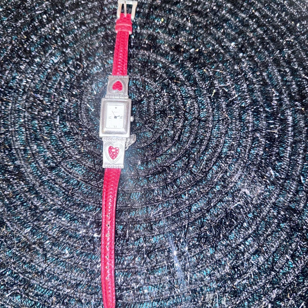 Brighton Santa Paula red leather and silver watch